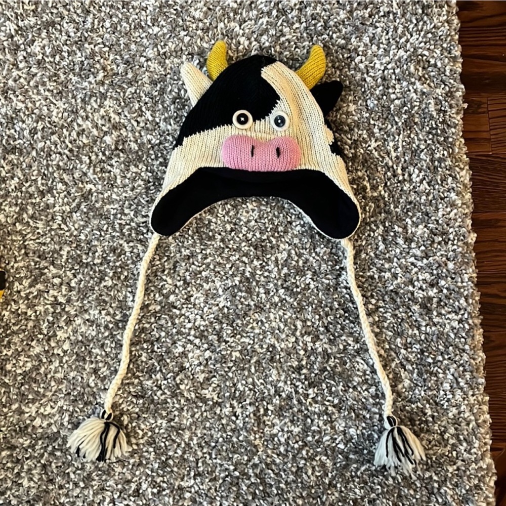 Knitted fleece lined animal hat